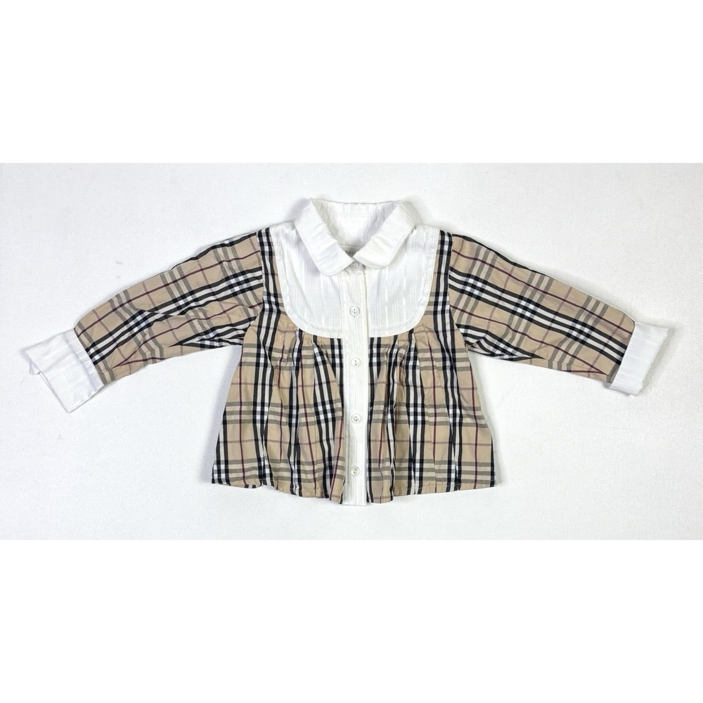 Burberry Shirt Toddler 6M Plaid Button-Up Long Sleeve Collared Designer Baby